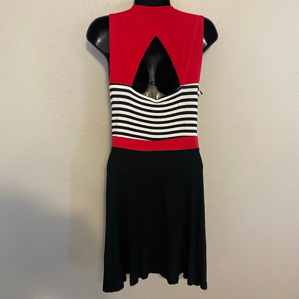 NWT Sourpuss Dress Womens Sz Medium Sweetheart Back Cutout Stripes Retro Bow - Picture 2 of 3